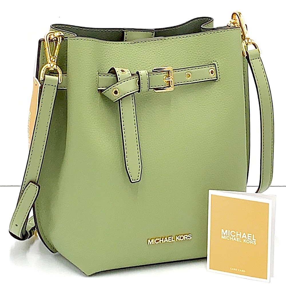 MICHAEL KORS EMILIA SMALL BUCKET BAG MESSENGER LIGHT SAGE COLOR